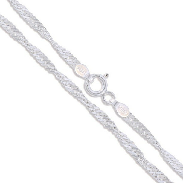 Sterling Silver Singapore Rope Chain 2mm 925 Italy New Twisted Curb Necklace Sterling Silver Singapore Rope Chain 2mm 925 Italy New Twisted Curb Necklace